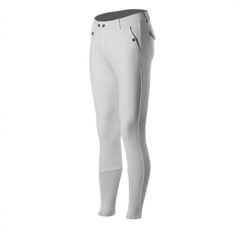 NEW HORZE men’s silicone knee patch breeches pants in white